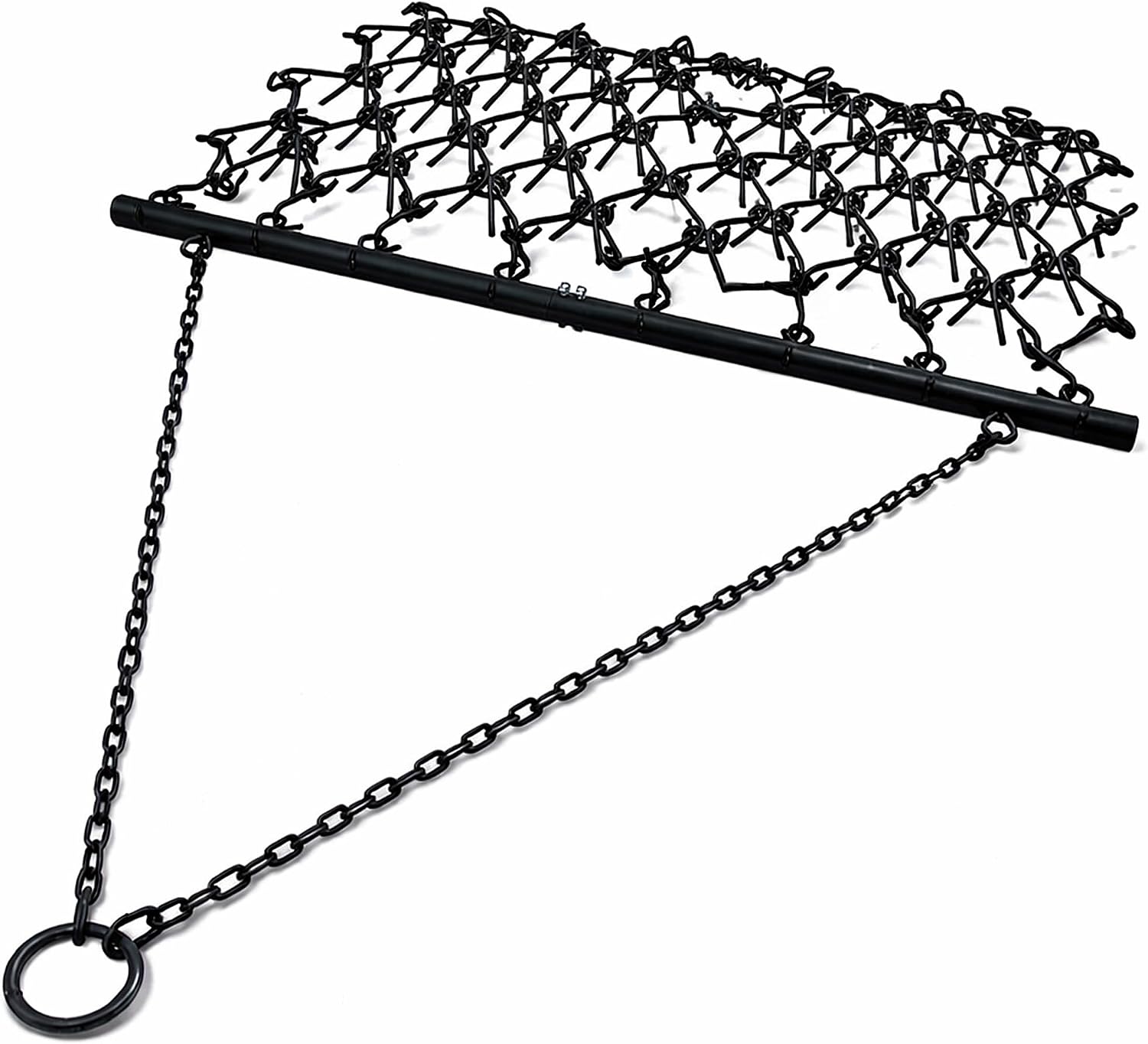 Field Tuff 6 by 4 foot heavy-duty drag harrow with 97 tines, tow bar and pull chain
